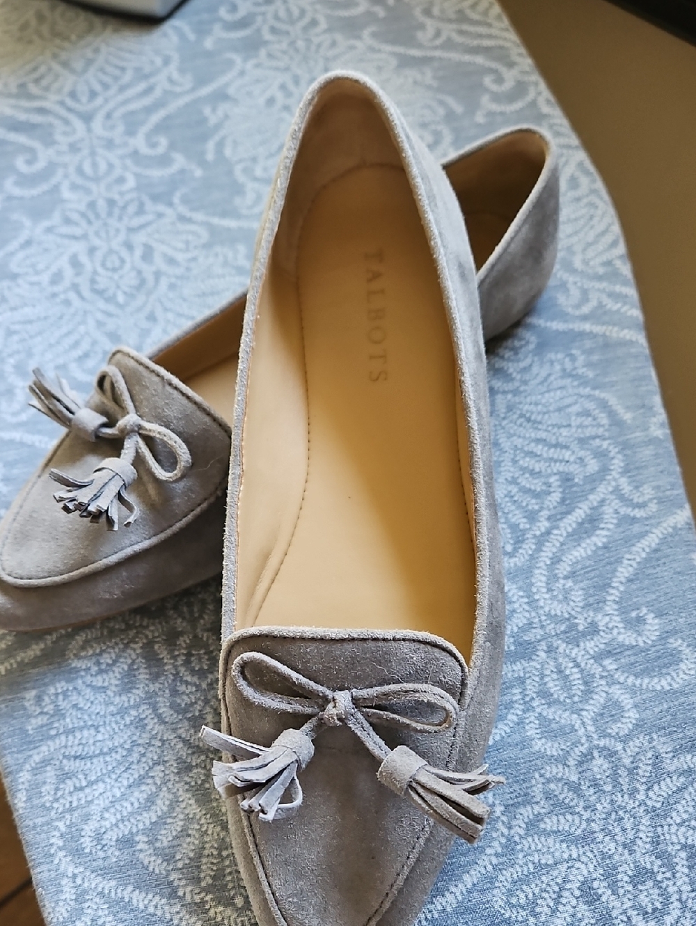 Pale Grey Suede Flats